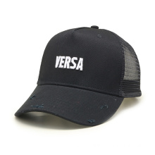 Custom Trucker Mesh Cap 3D Embroidery Washed Frayed Caps And Hats